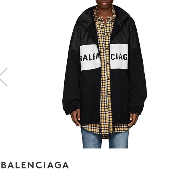 balenciaga nylon logo denim jacket